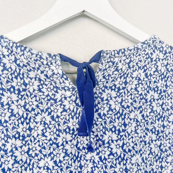 Talbots Blue Textured Floral Top Large - Picture 5 of 6